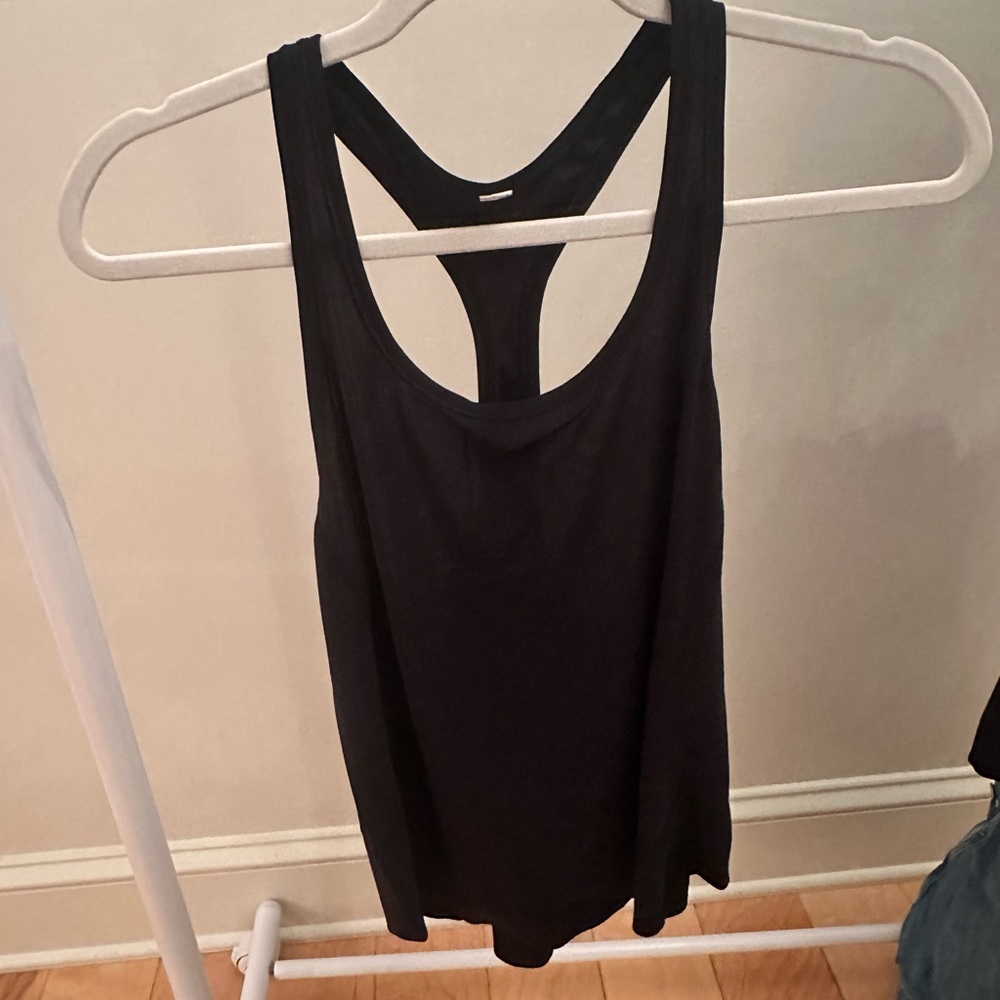 Black LULU flowey Racerback Tank Top